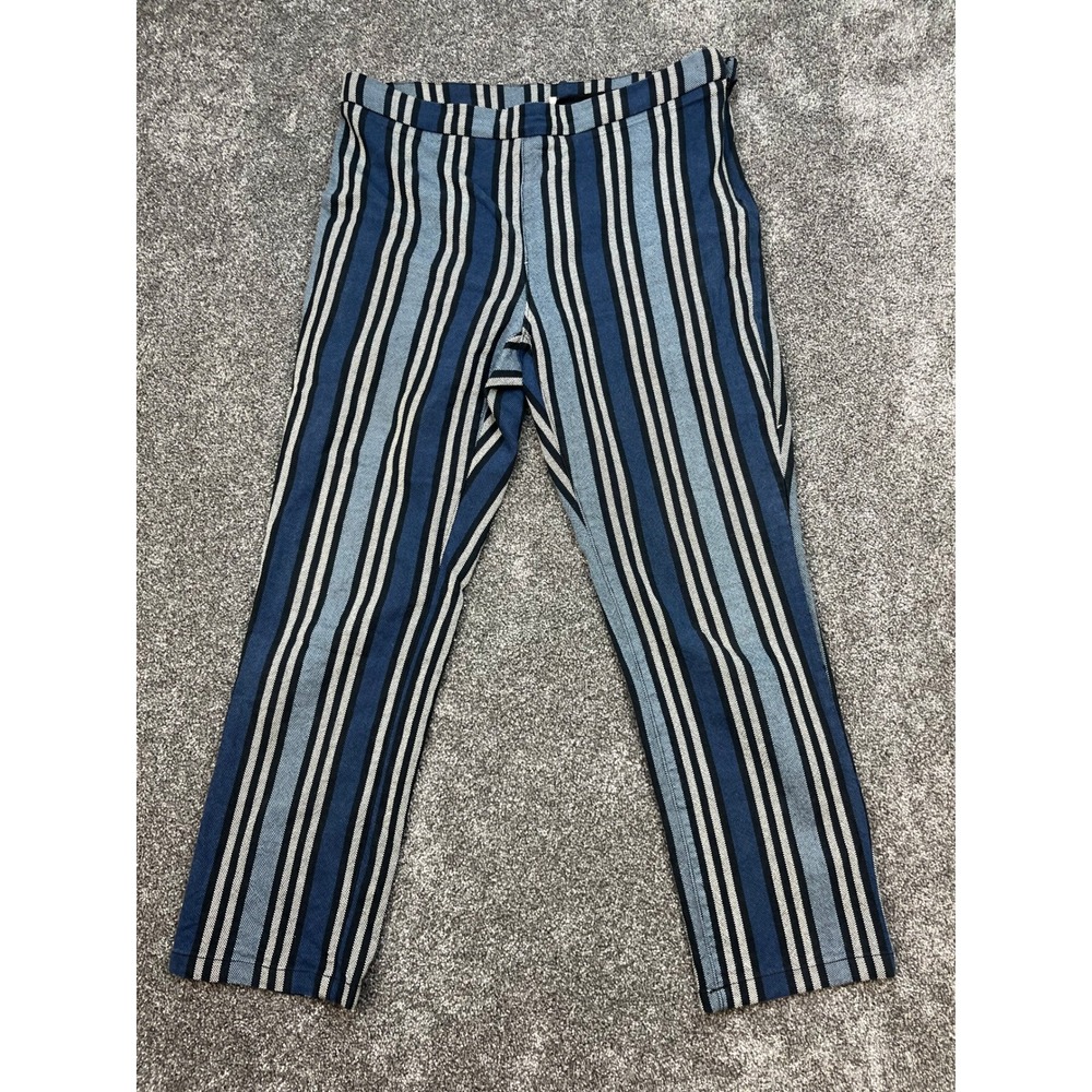 Free People Mod Linen Blend Pants Women's Size 8 Stripe‎ Straight Leg Cropped